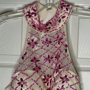 EUC! Fuchsia Jewel / Beaded Tulle 2-Piece Party Dress Short Homecoming Prom